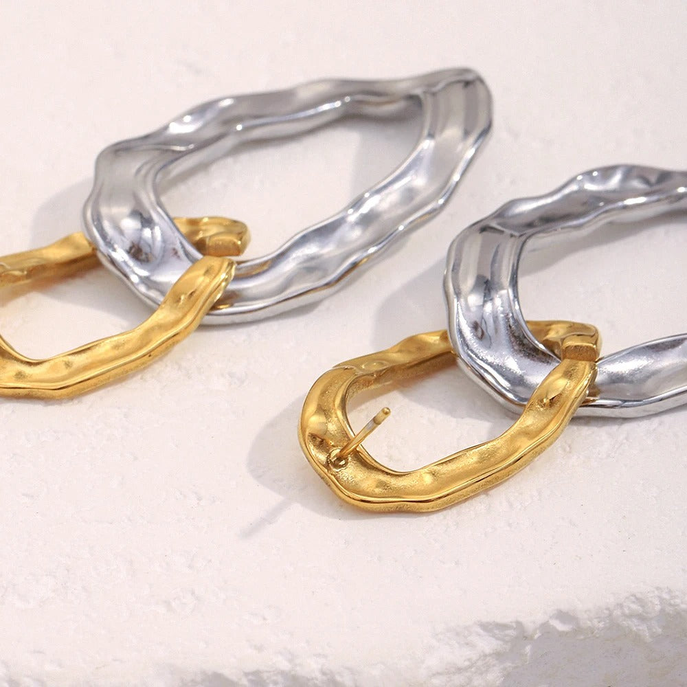 Exaggerated Double Hoops Stud Earrings