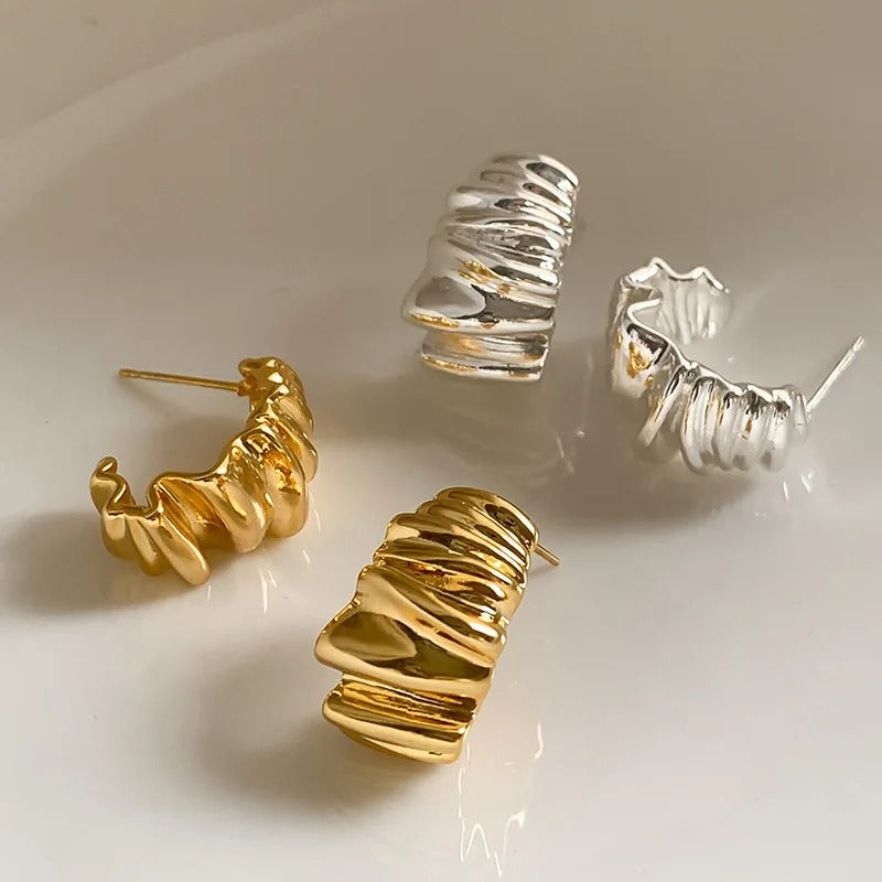 Wavy Ripple Stud Earrings