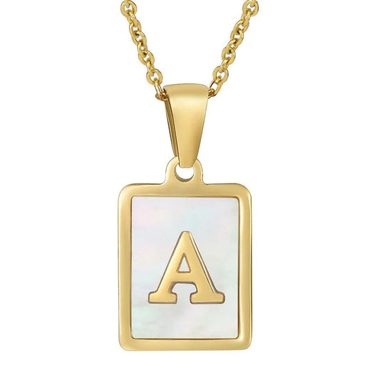 Rectangle Letter Initial Necklace