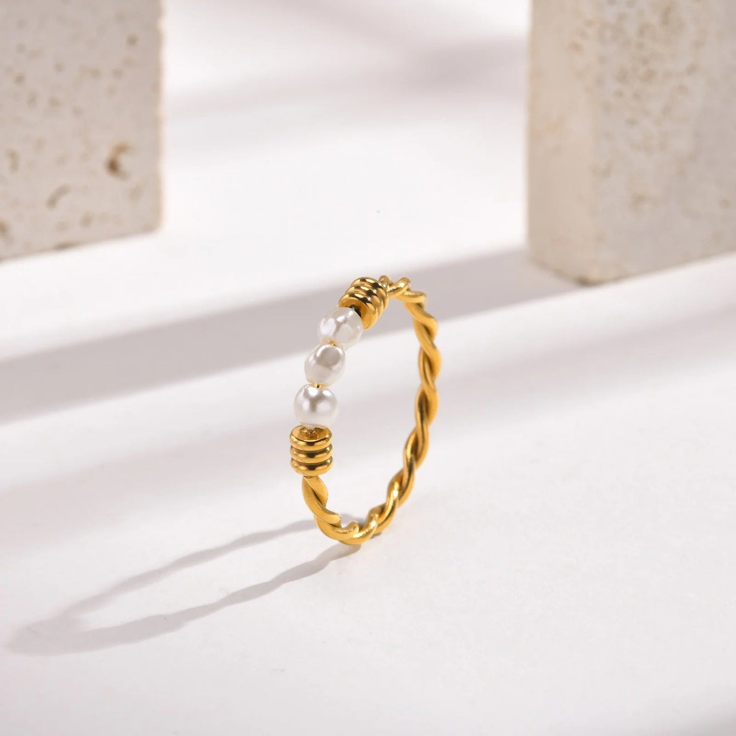 Twisted Braid Pearl Ring