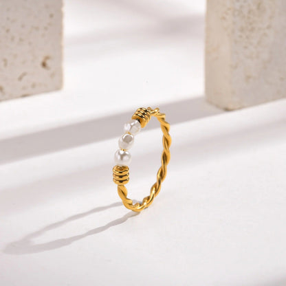 Twisted Braid Pearl Ring