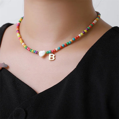 Colorful Initial Heart Necklace