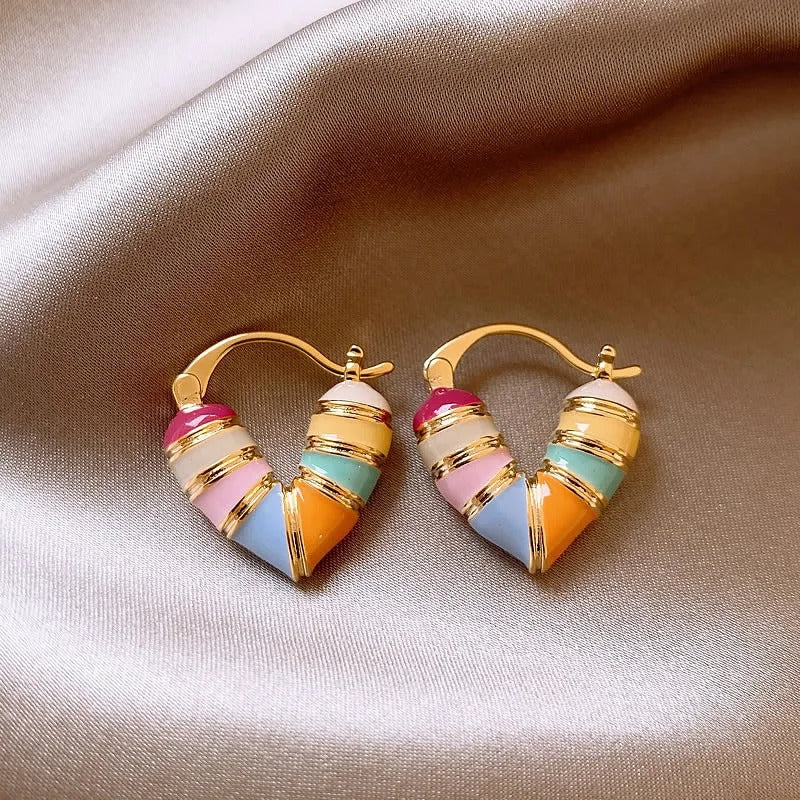 Colorful Heart Ear Buckle Earrings