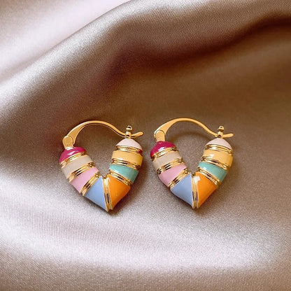 Colorful Heart Ear Buckle Earrings