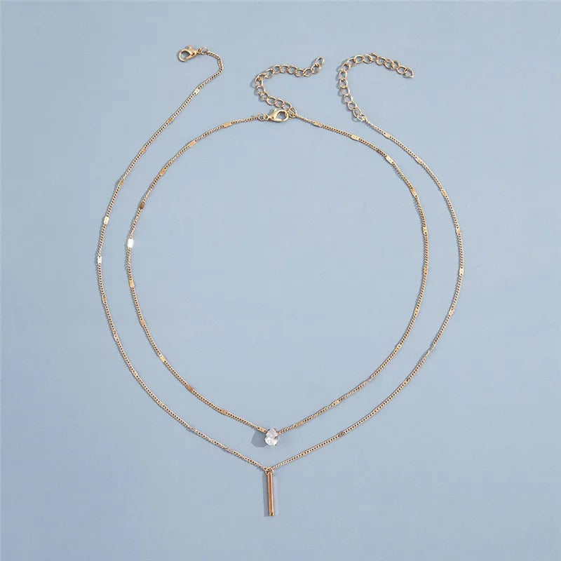 Double Layered Bar Necklace
