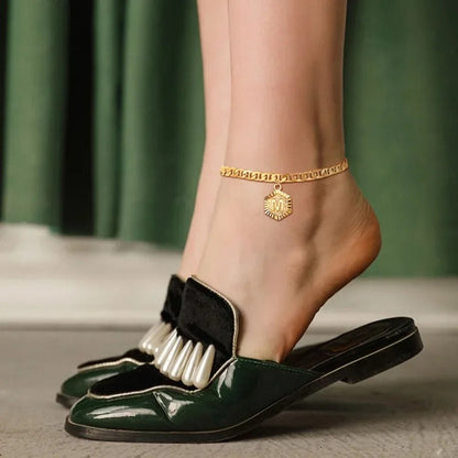 Hexagon Initial Letter Cuban Chain Anklet