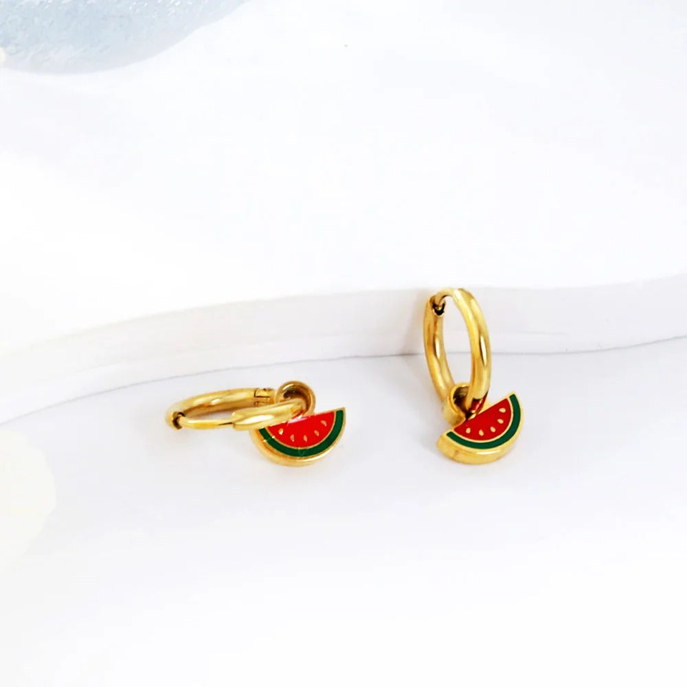 Dainty Watermelon Hoop Earrings