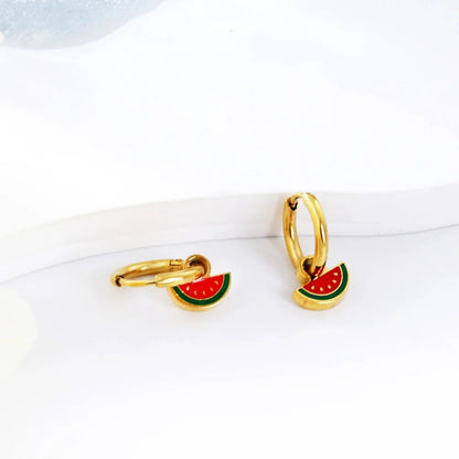 Dainty Watermelon Hoop Earrings