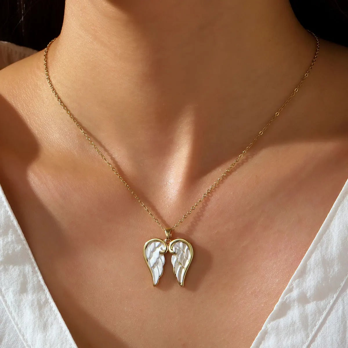 Enamel Angel Wing Necklace