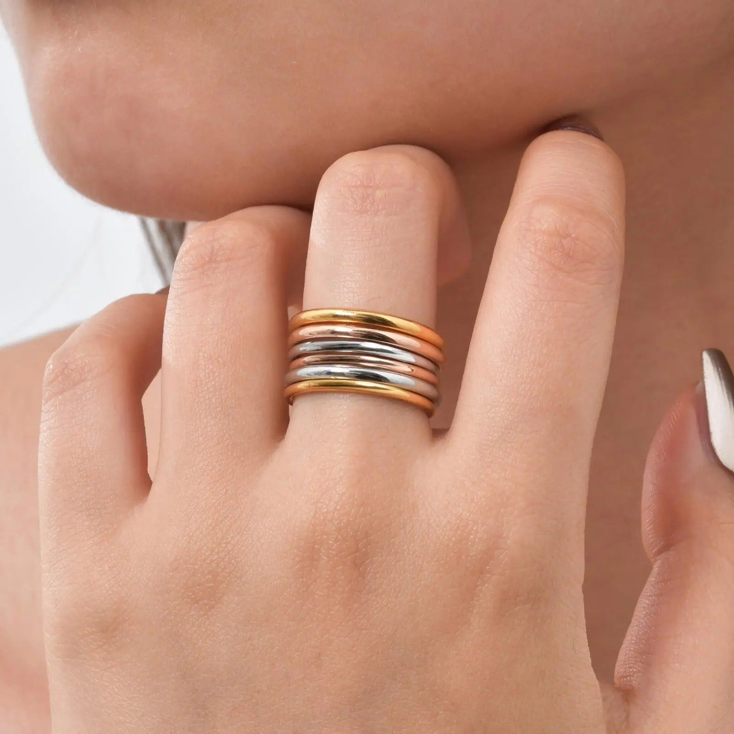 6pc Interlocked Stacked Ring