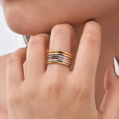 6pc Interlocked Stacked Ring