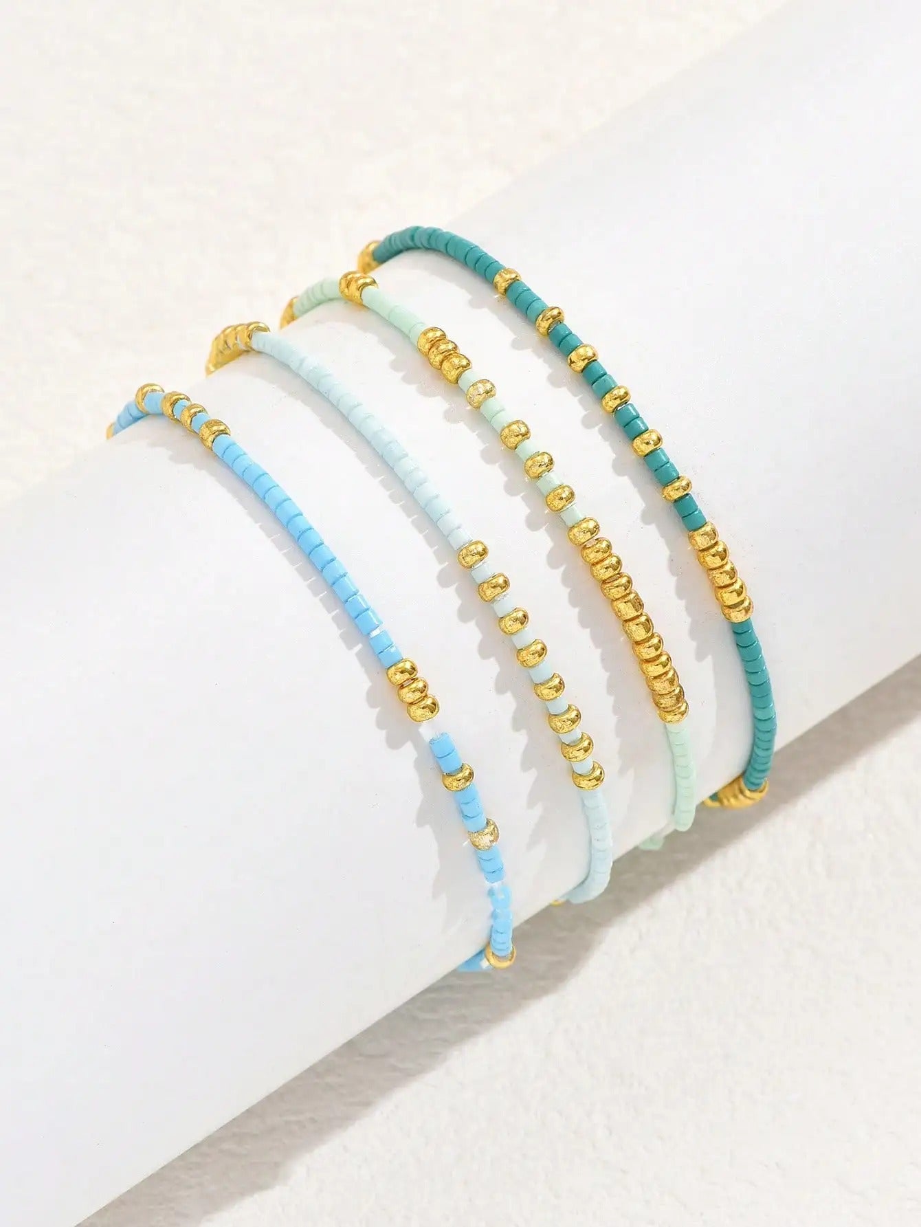 4pc Handmade Oceanic Bead Bracelets
