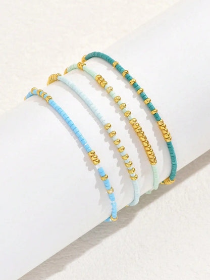 4pc Handmade Oceanic Bead Bracelets