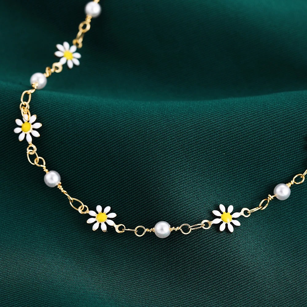 Layered Daisy Flower Anklet Set