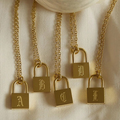 Lock Letter Initial Necklace