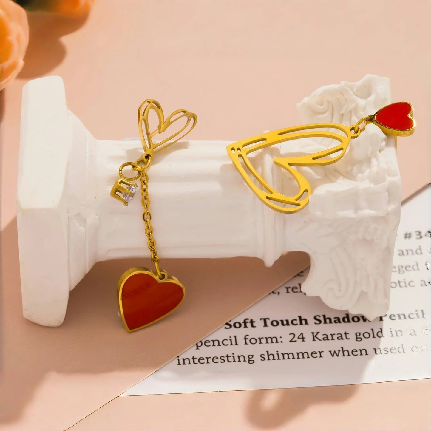 Asymmetric Heart Tassel Earrings