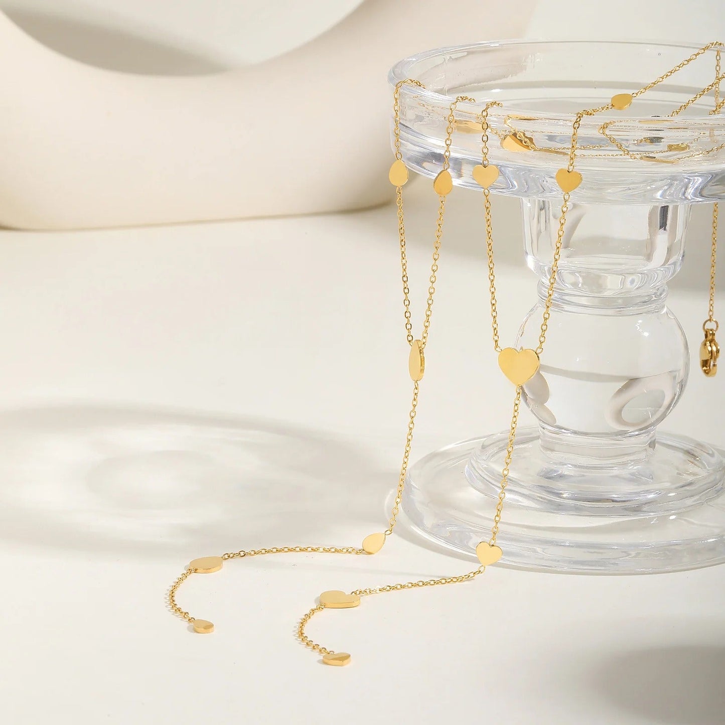 Heart Drop "Y" Lariat Necklace