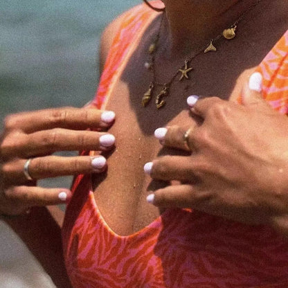 Starfish Shell Initial Necklace