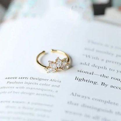 Open Petal Crown Ring