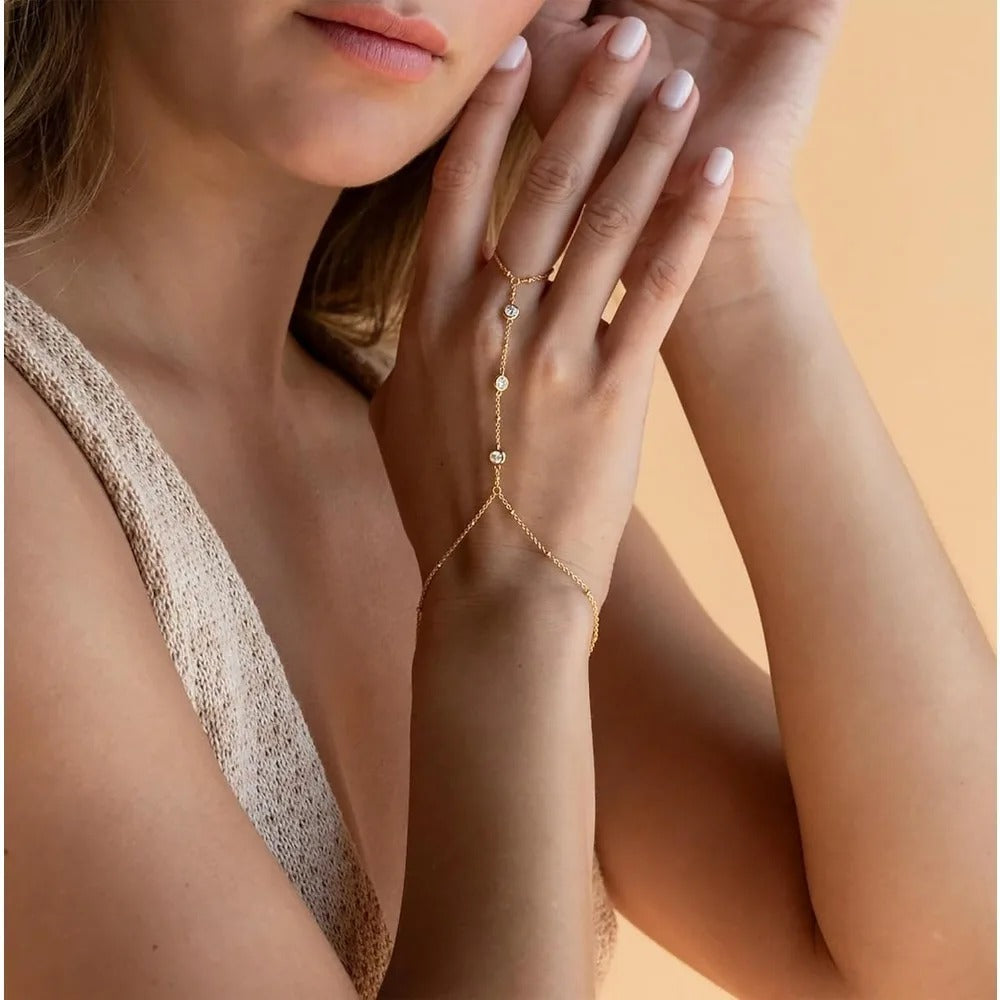 Dainty Thin Link Hand Bracelet