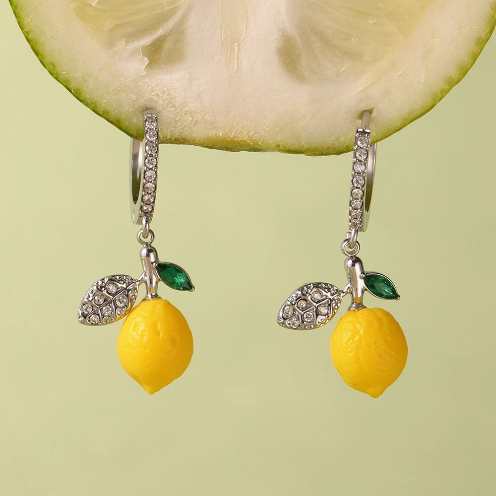 Lemon Fruit Stud Earrings