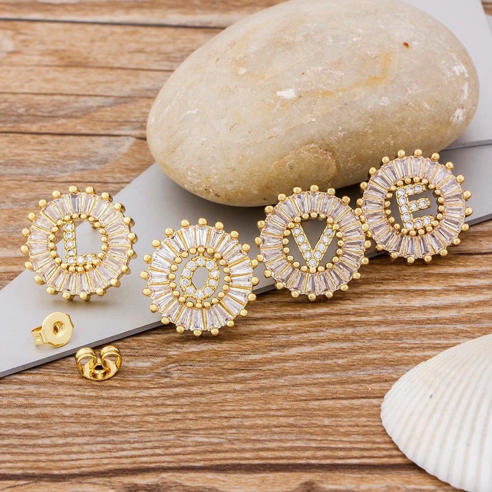 Dainty Initial Letter Earrings