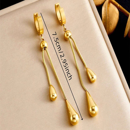 3pc Geometric Dangling Drops Necklace & Earrings Set