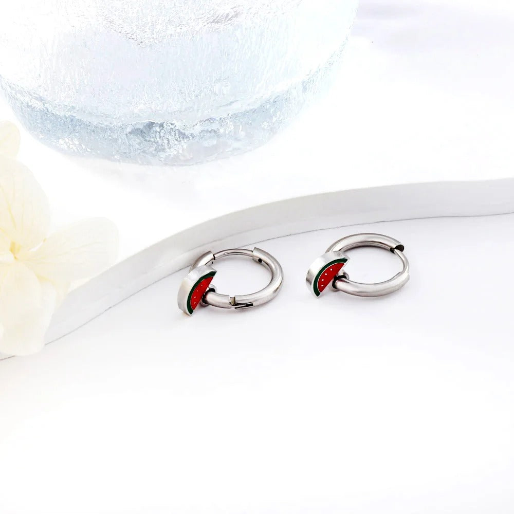 Dainty Watermelon Hoop Earrings