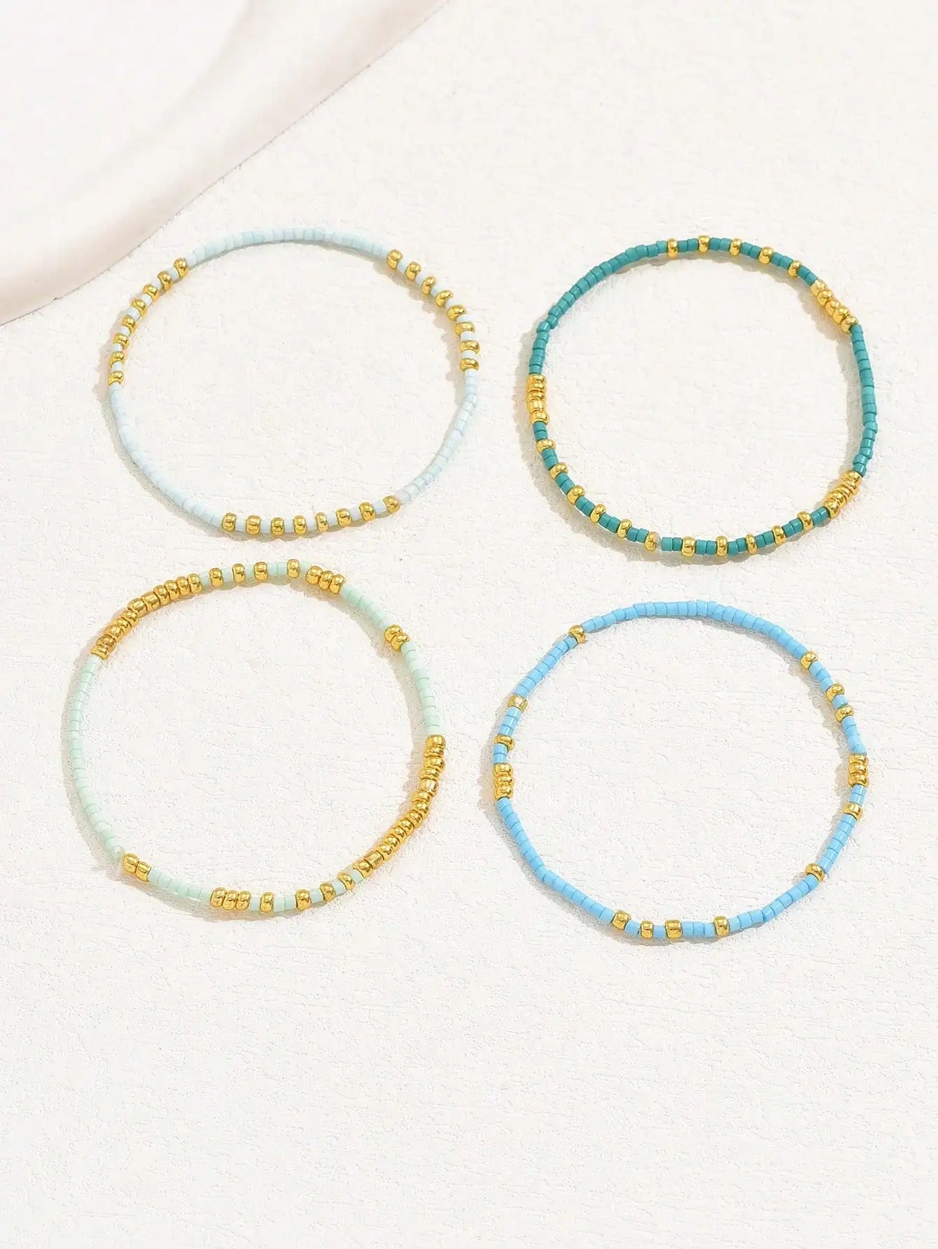 4pc Handmade Oceanic Bead Bracelets