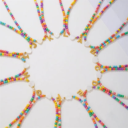 Colorful Initial Heart Necklace