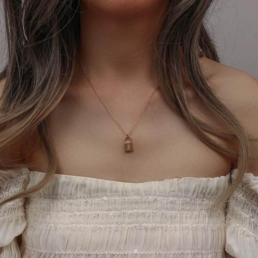 Lock Letter Initial Necklace