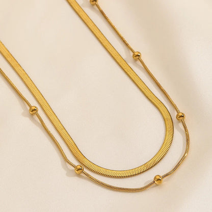 2 Layer Circular Bead Snake Bone Necklace