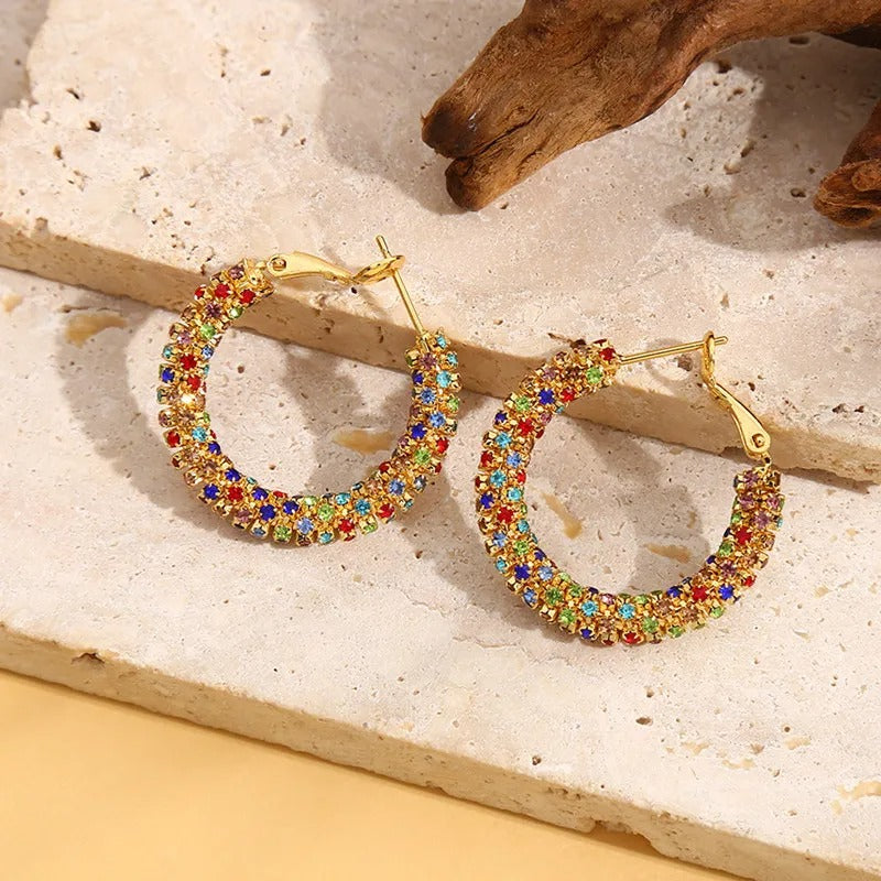 Colorblock Rhinestone Earrings