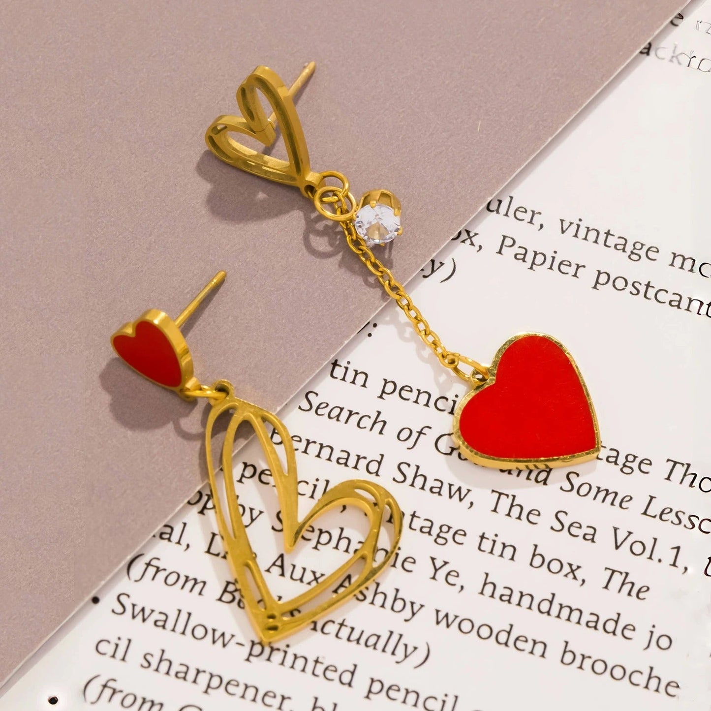 Asymmetric Heart Tassel Earrings