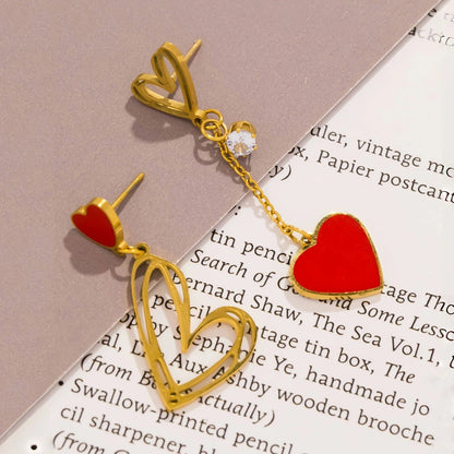 Asymmetric Heart Tassel Earrings