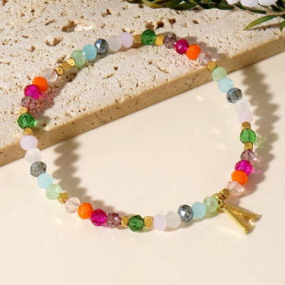 Rainbow Beaded Initial Bracelet