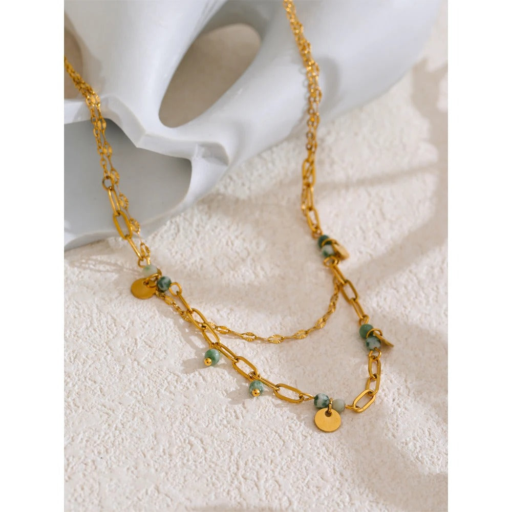 Natural Stone Double Layer Necklace