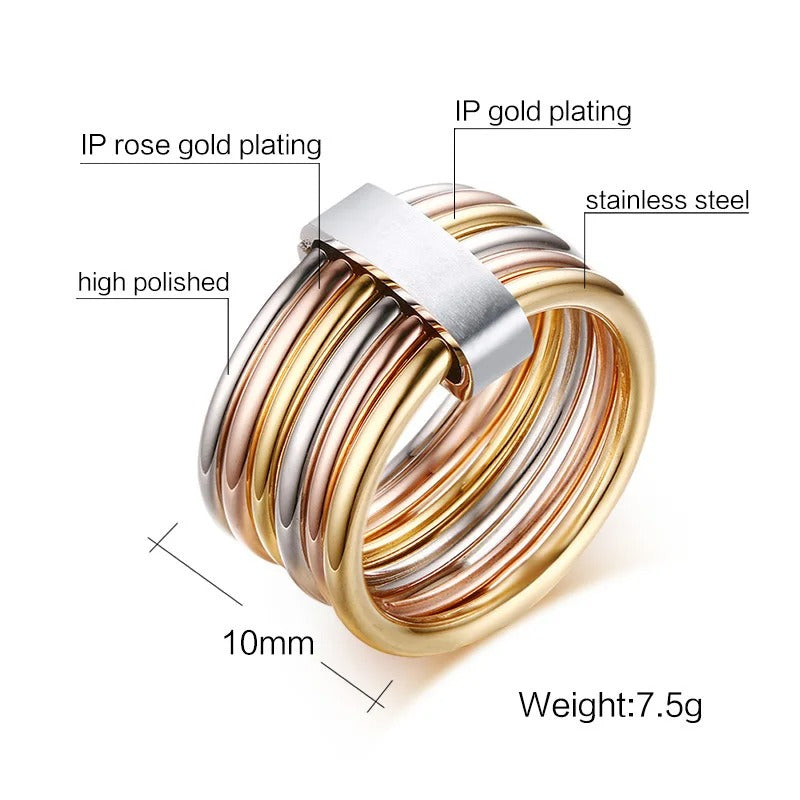 6pc Interlocked Stacked Ring