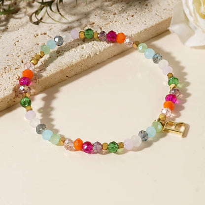 Rainbow Beaded Initial Bracelet