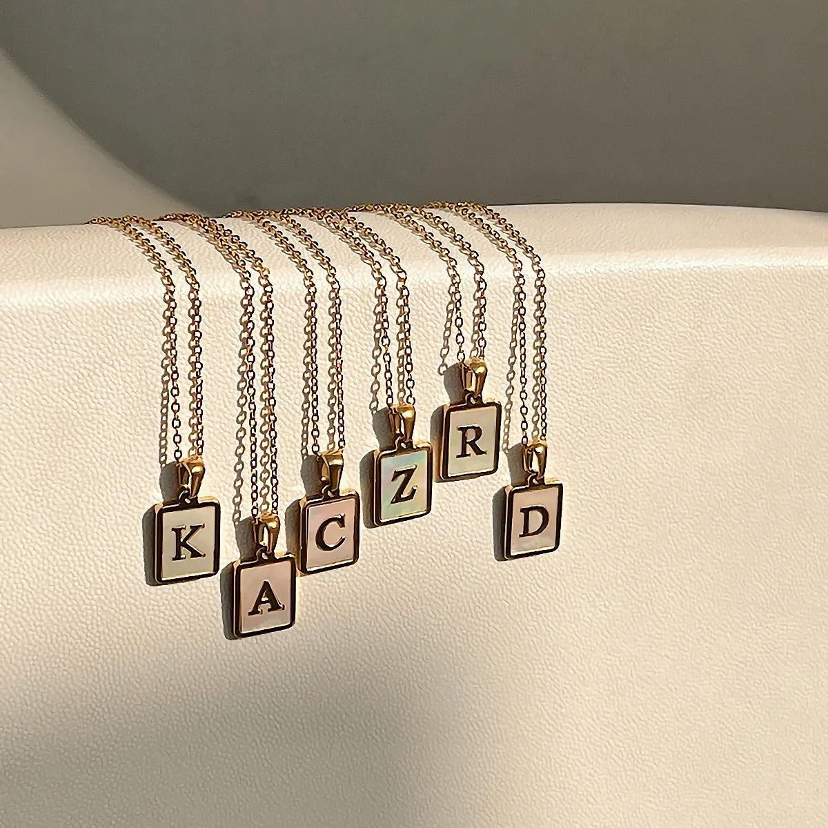 Rectangle Letter Initial Necklace