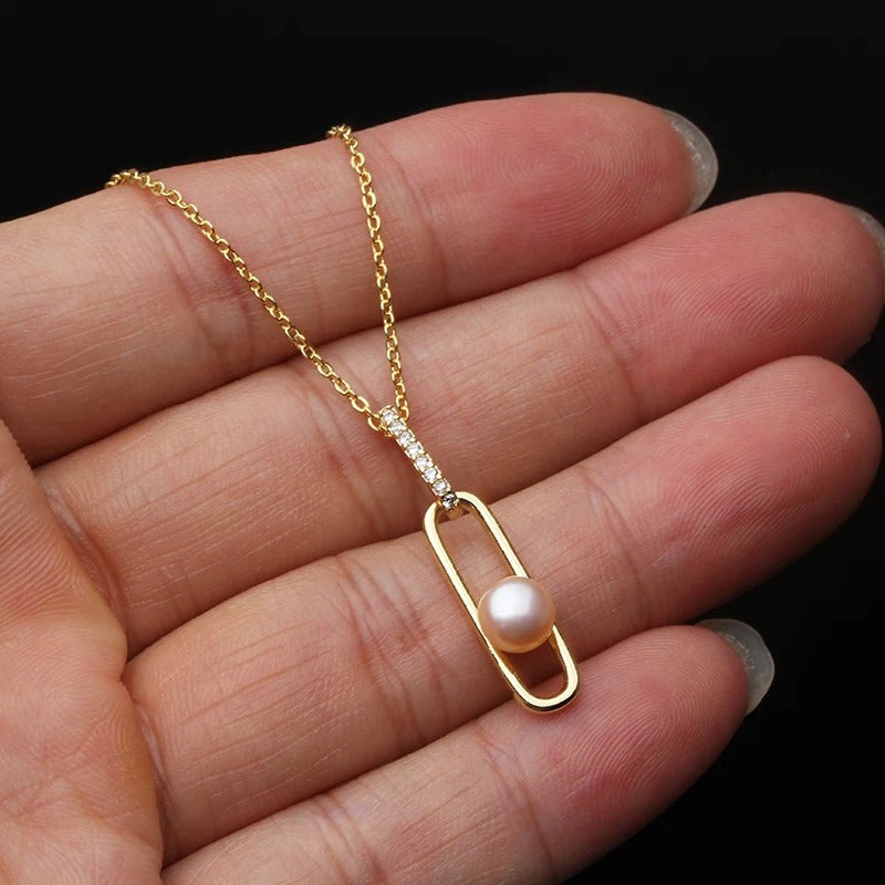 Dainty Pearl Necklace & Earrings Set