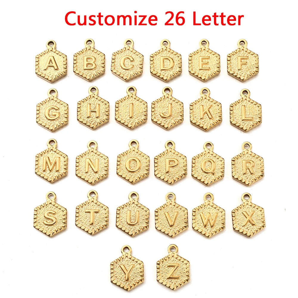 Geometric Tag Initial Toggle Necklace