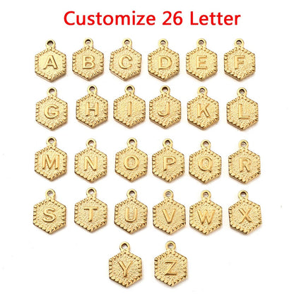 Geometric Tag Initial Toggle Necklace