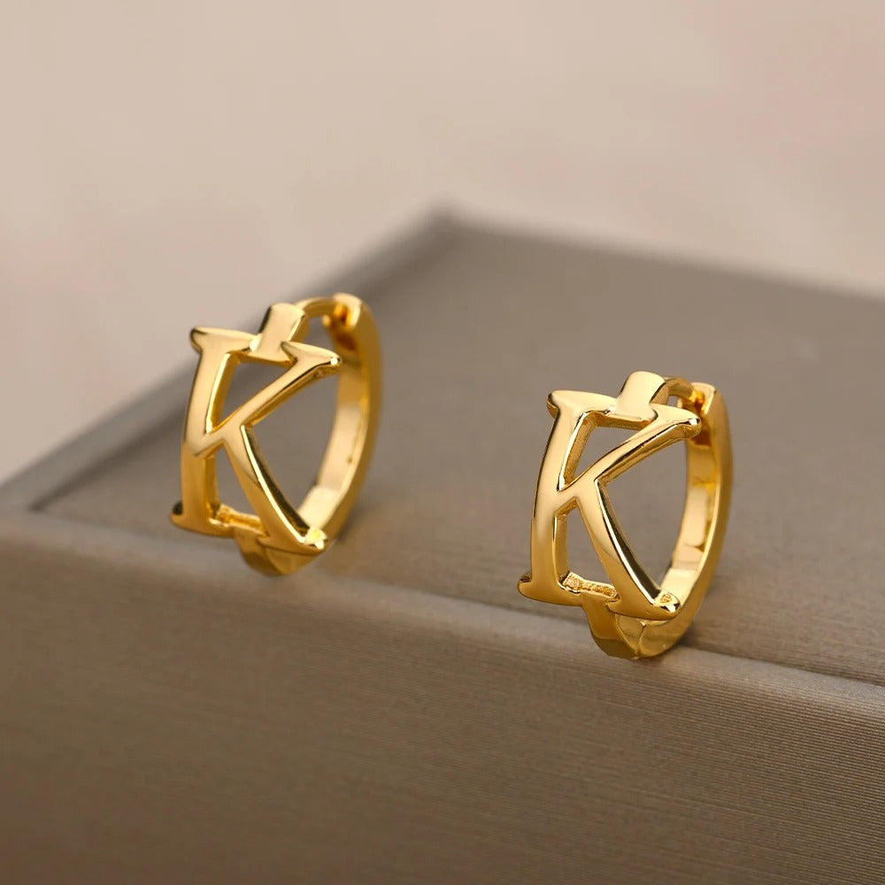 Minimal Initial Letter Stud Earrings