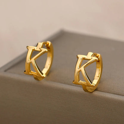 Minimal Initial Letter Stud Earrings