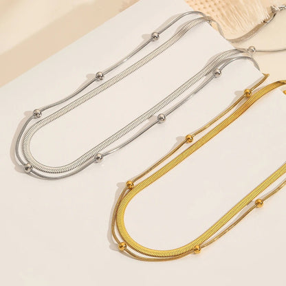 2 Layer Circular Bead Snake Bone Necklace