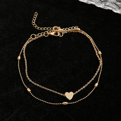 Dainty Layered Heart Anklet
