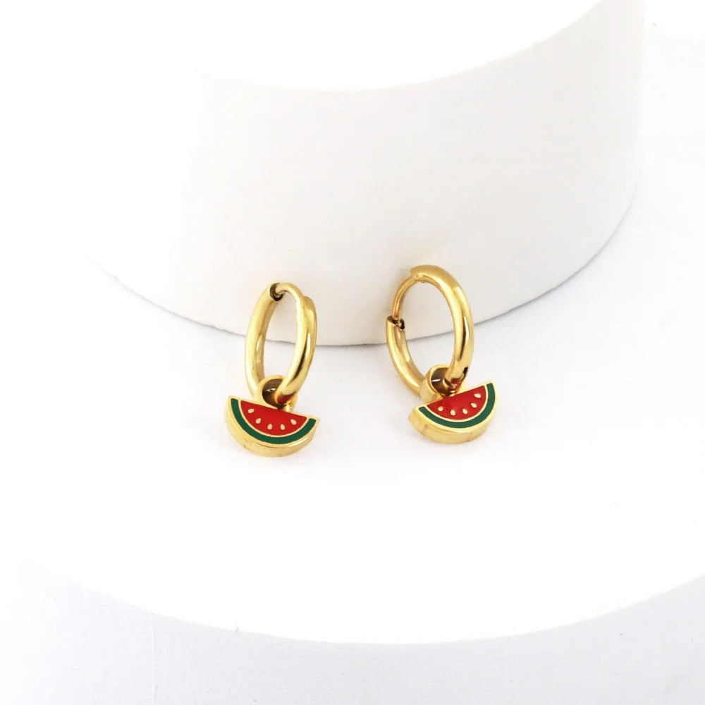 Dainty Watermelon Hoop Earrings
