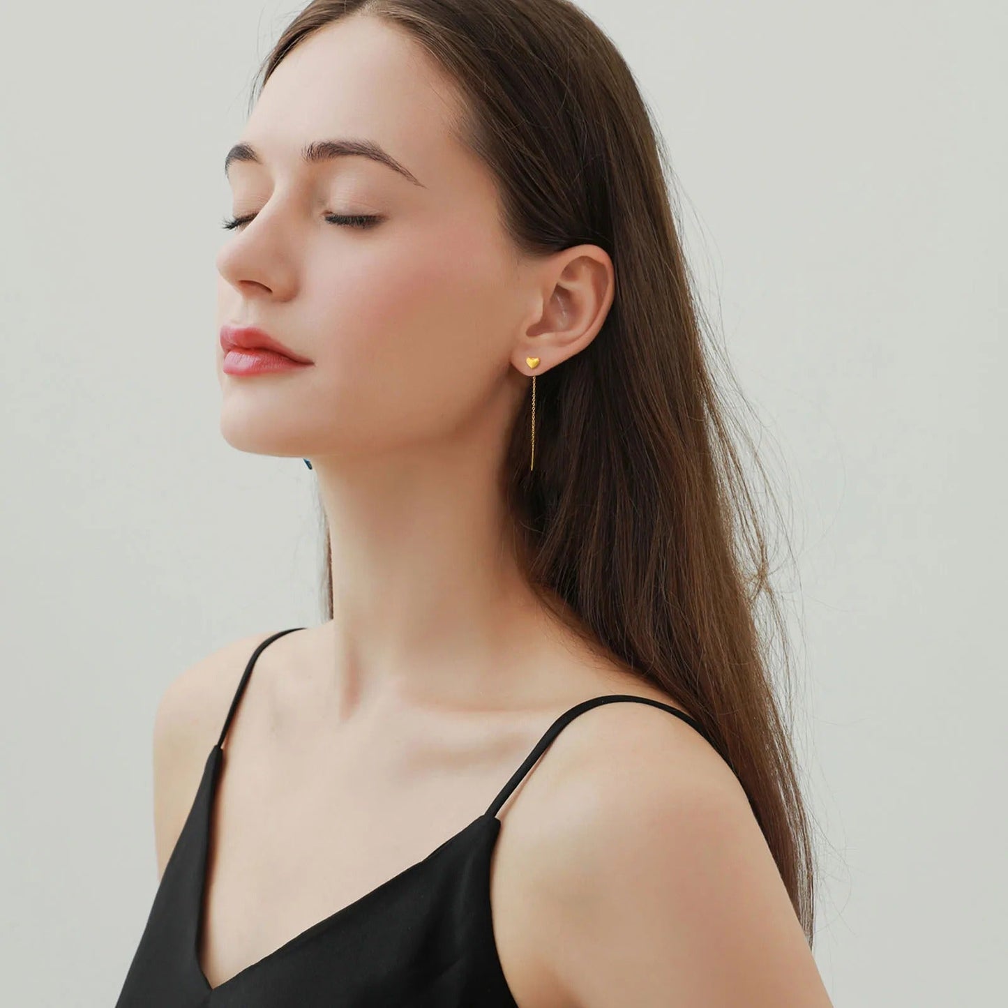 Long Tassel Heart Earrings