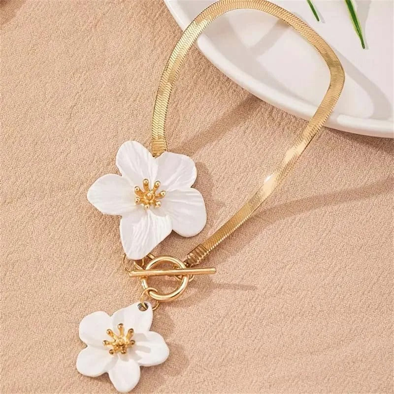 Elegant Twin Flower Anklet